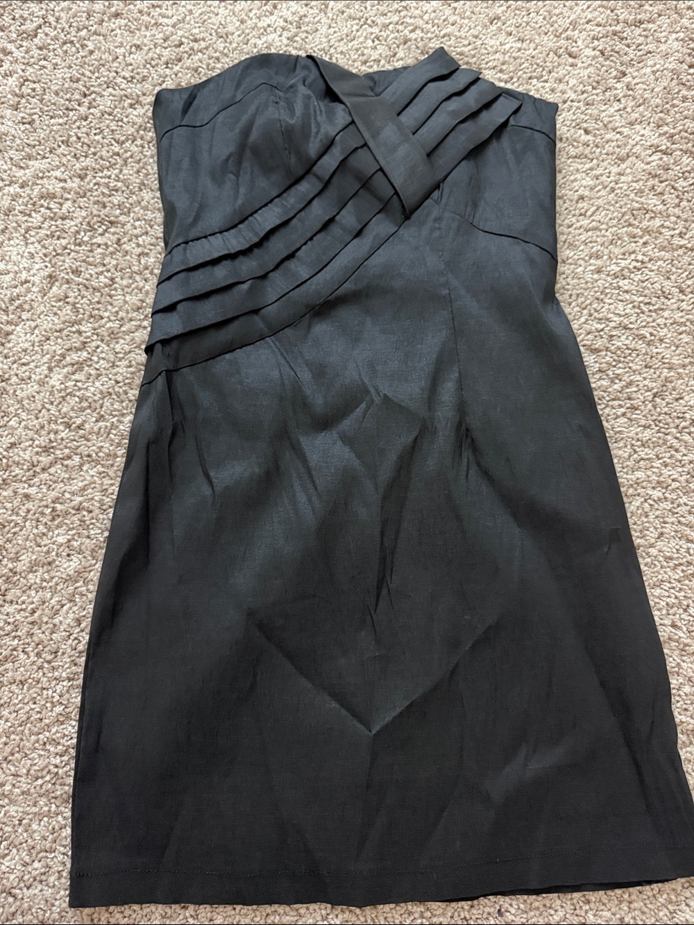 Classic Black Strapless Pleated Cocktail Dress